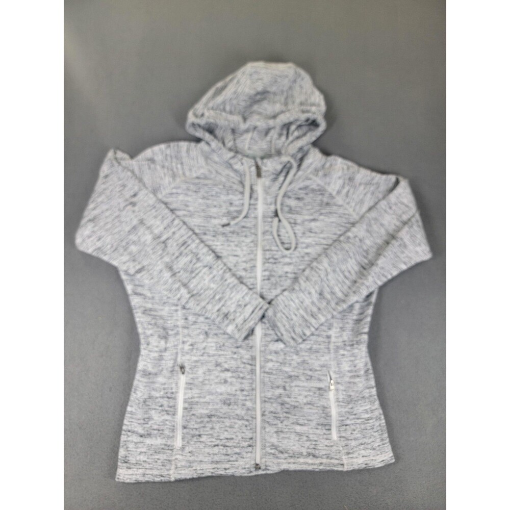 Athleta Jacket Womens Medium‎ Gray Heather Full Zip Hooded Sweater Activewear
